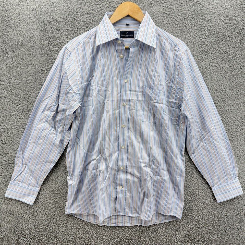 Daniel Hechter Men's 40 Button Up Shirt Long Sleeve Stripes Casual Dress Shirt